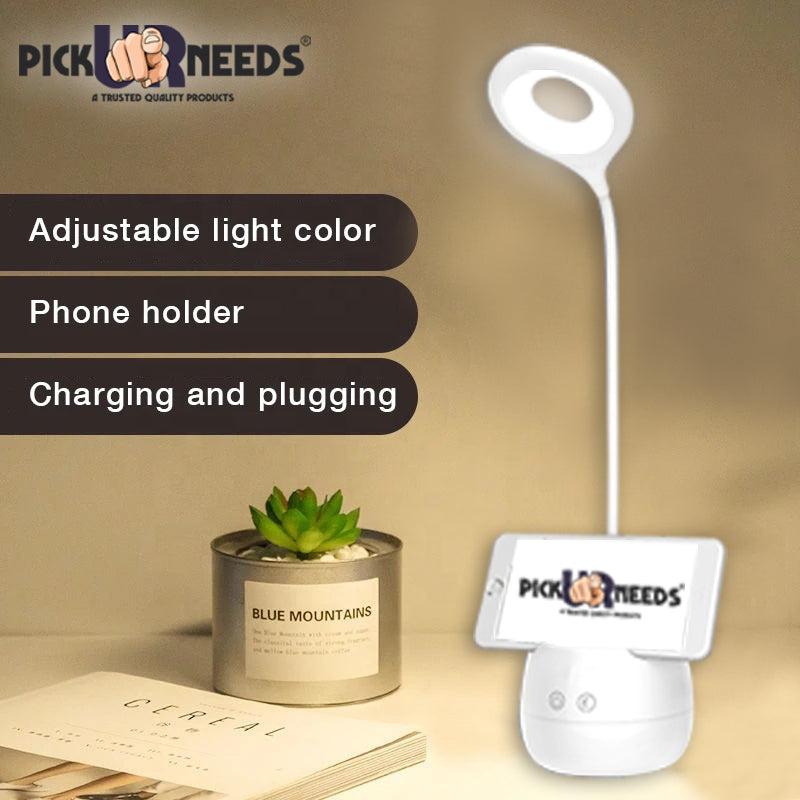 Pick Ur Needs Table Lamp with USB Charging Cable Touch Control Flexible Head with Pen Stand Desk