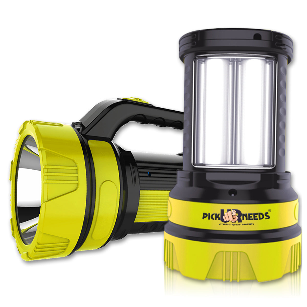 Pick Ur Needs Premium Quality 50 Watt Rechargeable Long Range Search Torch With 2 Side Emergency Tube Light