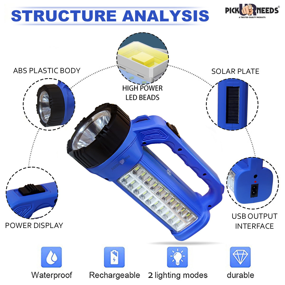 Rechargeable LED Long range Search Light with Waterproof 6 Hrs Emergency Torch Light