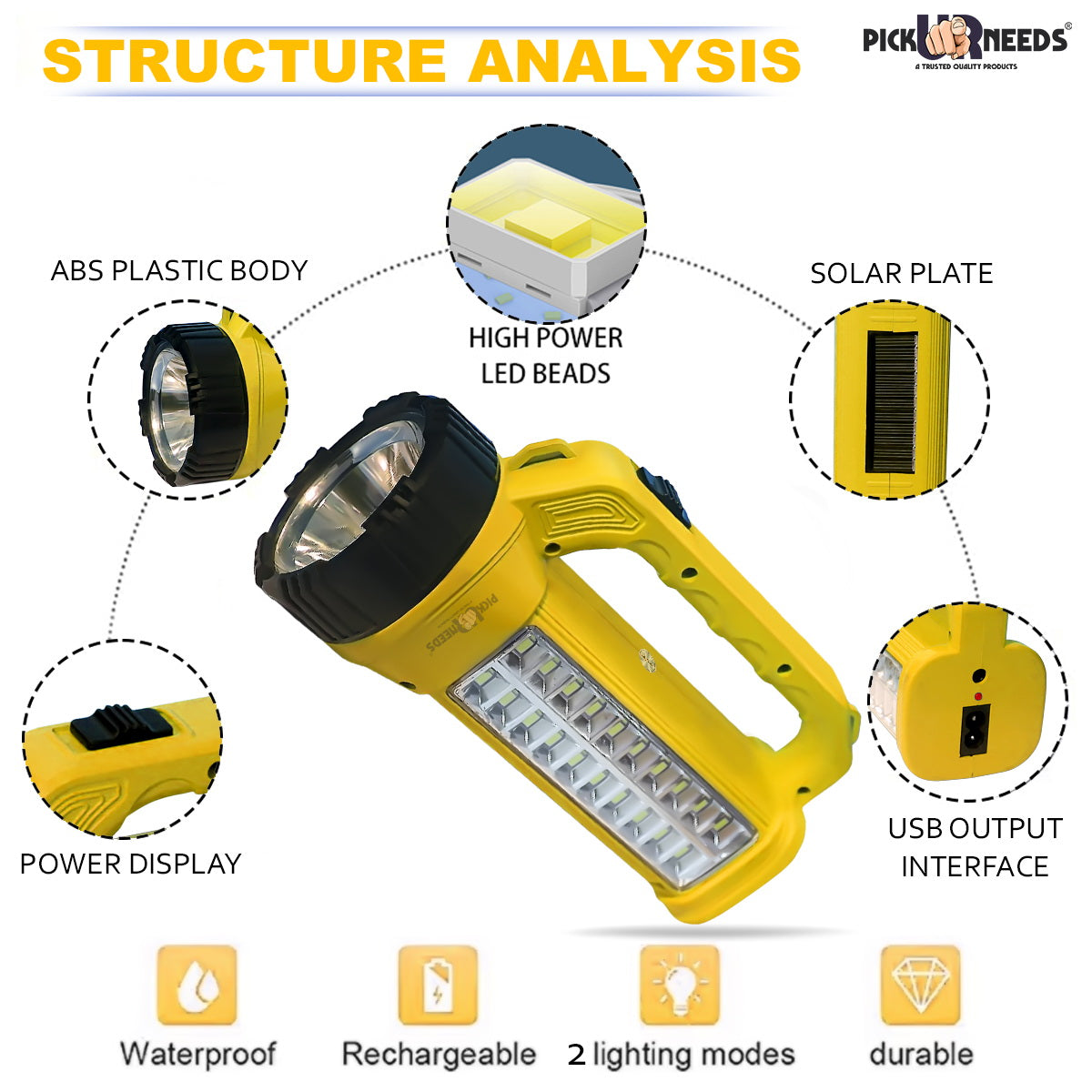 Rechargeable LED Long range Search Light with Waterproof 6 Hrs Emergency Torch Light