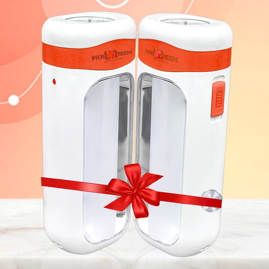 Pick Ur Needs Mini Home Emergency Rechargeable LED Floor Light Lamp with 4 hrs Lantern Emergency Light  (Orange) Pack of 2