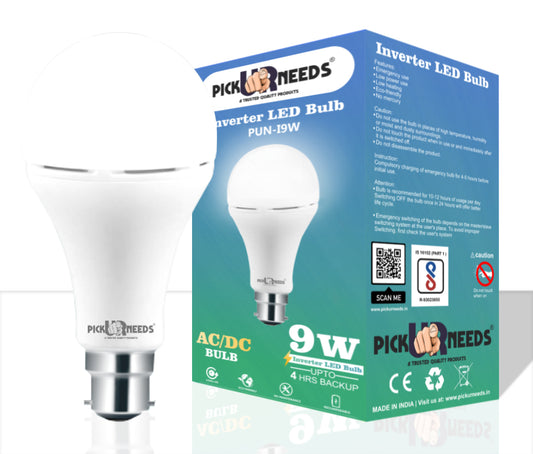 Pick Ur Needs Rechargeable Emergency Inverter 9W LED AC/DC Bulb For Home Light, Self-Charging 4 hrs Bulb Emergency Light  (White)