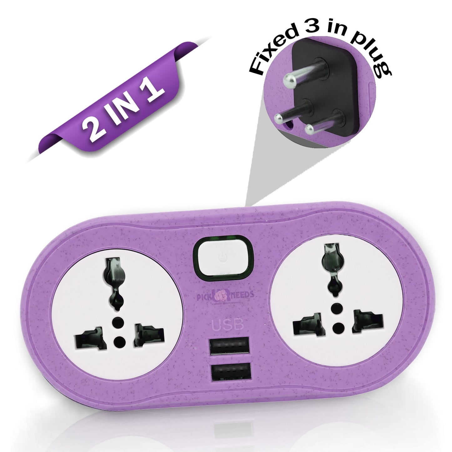 Pick Ur Needs Portable 2 USB Port & 2 USB Universal Socket Extension Boards for Multipurpose Use