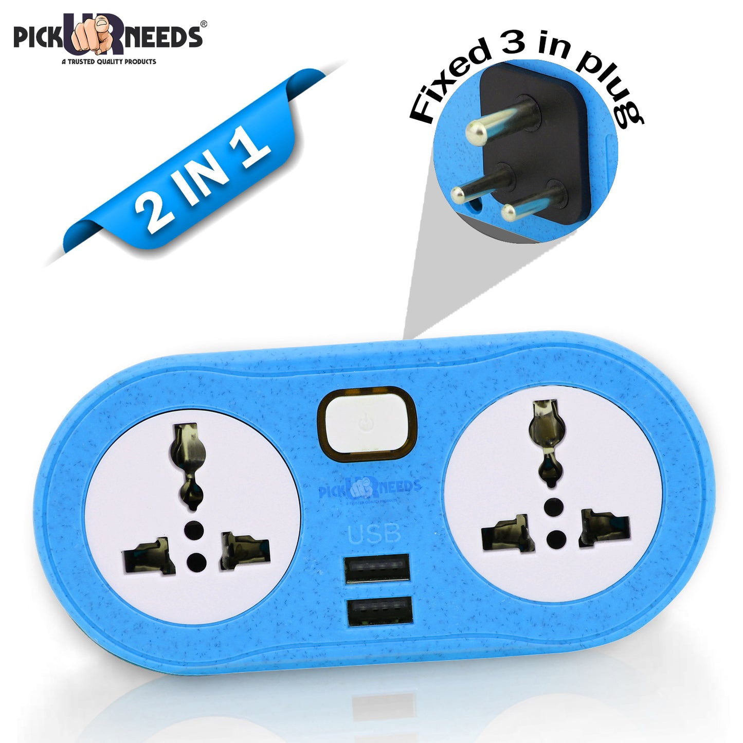 Pick Ur Needs Portable 2 USB Port & 2 USB Universal Socket Extension Boards for Multipurpose Use