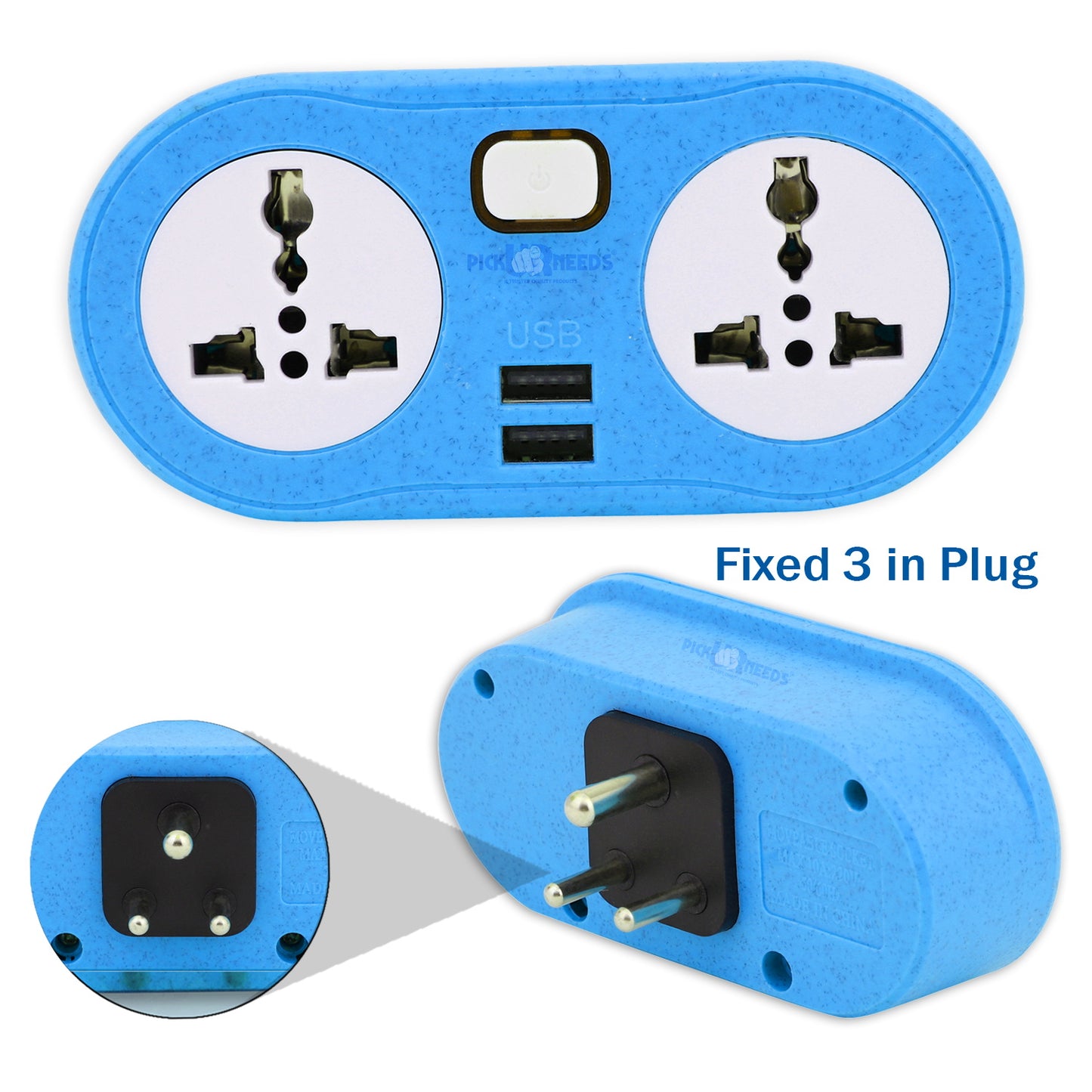 Pick Ur Needs Portable 2 USB Port & 2 USB Universal Socket Extension Boards for Multipurpose Use