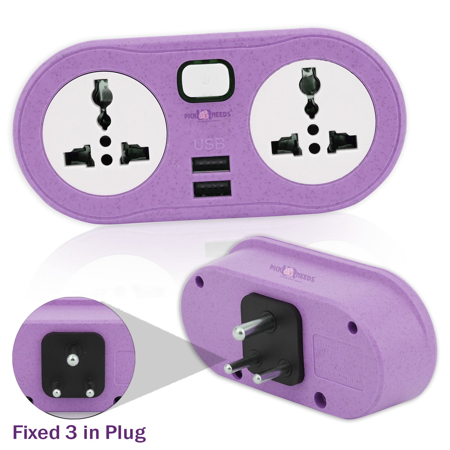 Pick Ur Needs Portable 2 USB Port & 2 USB Universal Socket Extension Boards for Multipurpose Use