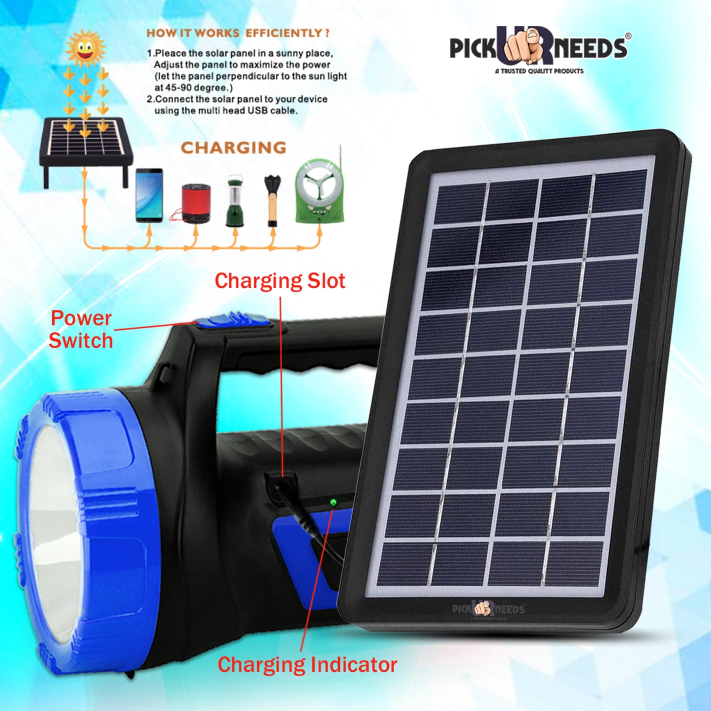 Pick Ur Needs 75w Laser + Side Long Range Emergency Tube Rechargeable Waterproof Bright Led Torch Light with Eco Friendly Solar Panel 8 hrs Torch Emergency Light