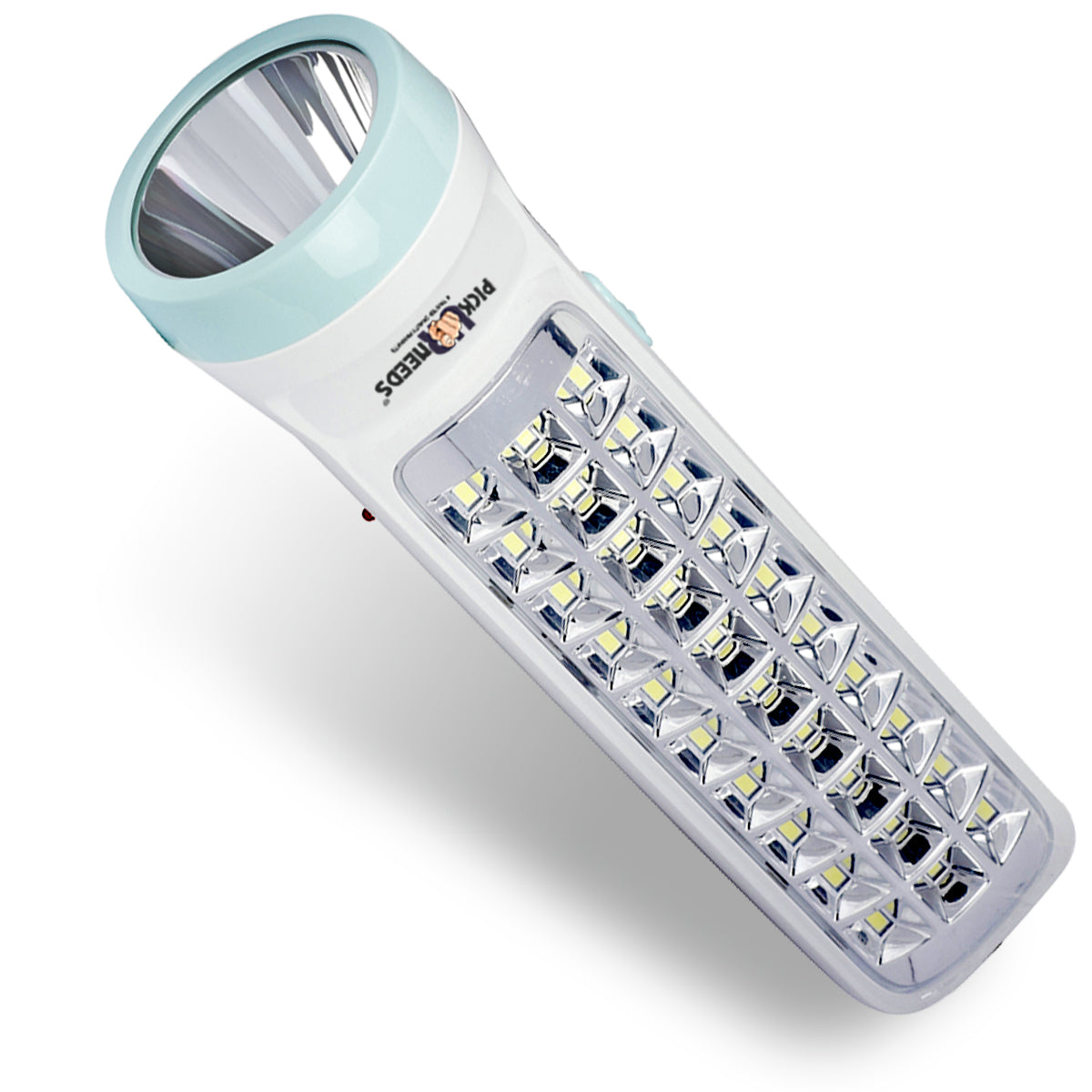 Pick Ur Needs Dual Mode Power Full Led Rechargeable Long Range Torch With Side Emergency 30 Led 6 hrs Torch Emergency Light  (White)