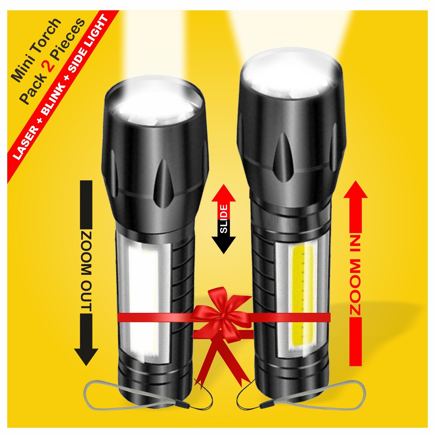 Pick Ur Needs Rechargeable 9W LED Mini Emergency Light Torch Zoomable Flashlight Torch
