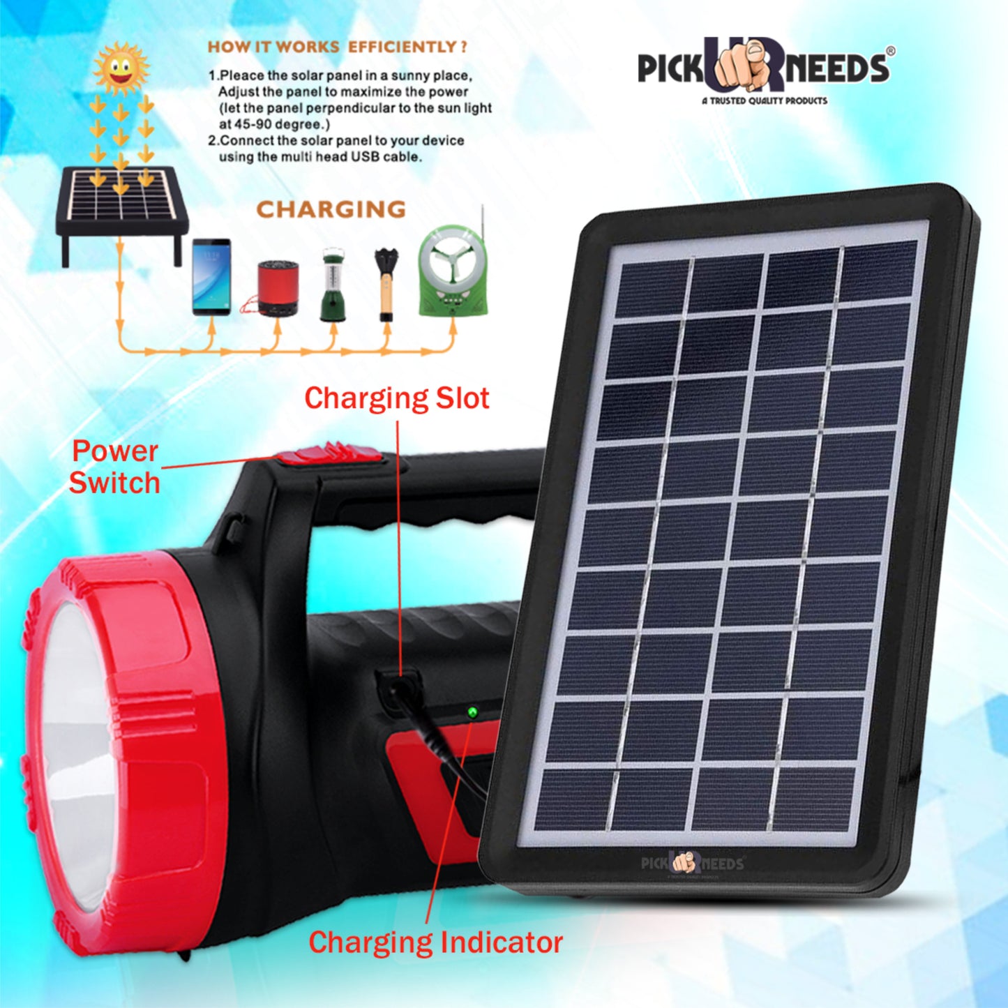Pick Ur Needs 75w Laser + Side Long Range Emergency Tube Rechargeable Waterproof Bright Led Torch Light with Eco Friendly Solar Panel 8 hrs Torch Emergency Light