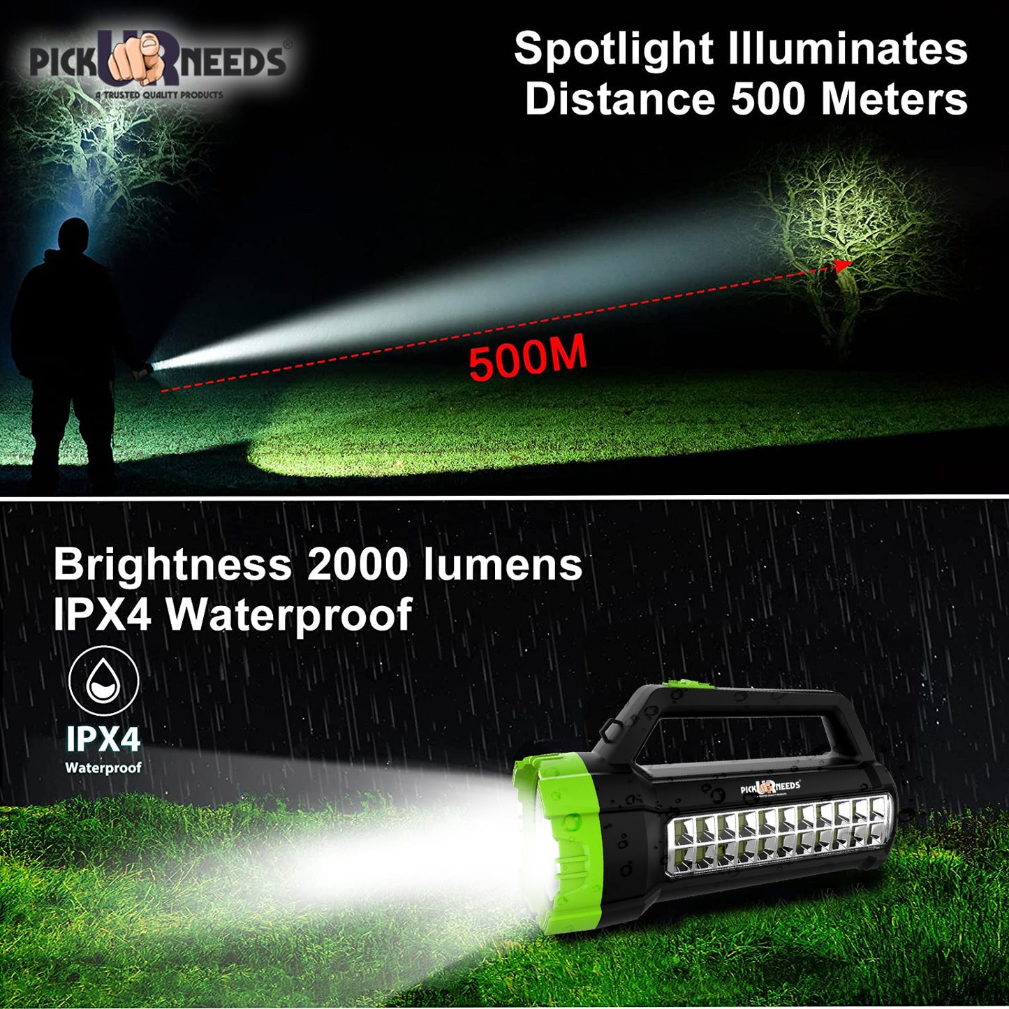 Pick Ur Needs Rechargeable 75W+22SMD Emergency LED Long Range Waterproof Torch Light With 5 hrs Torch Emergency Light