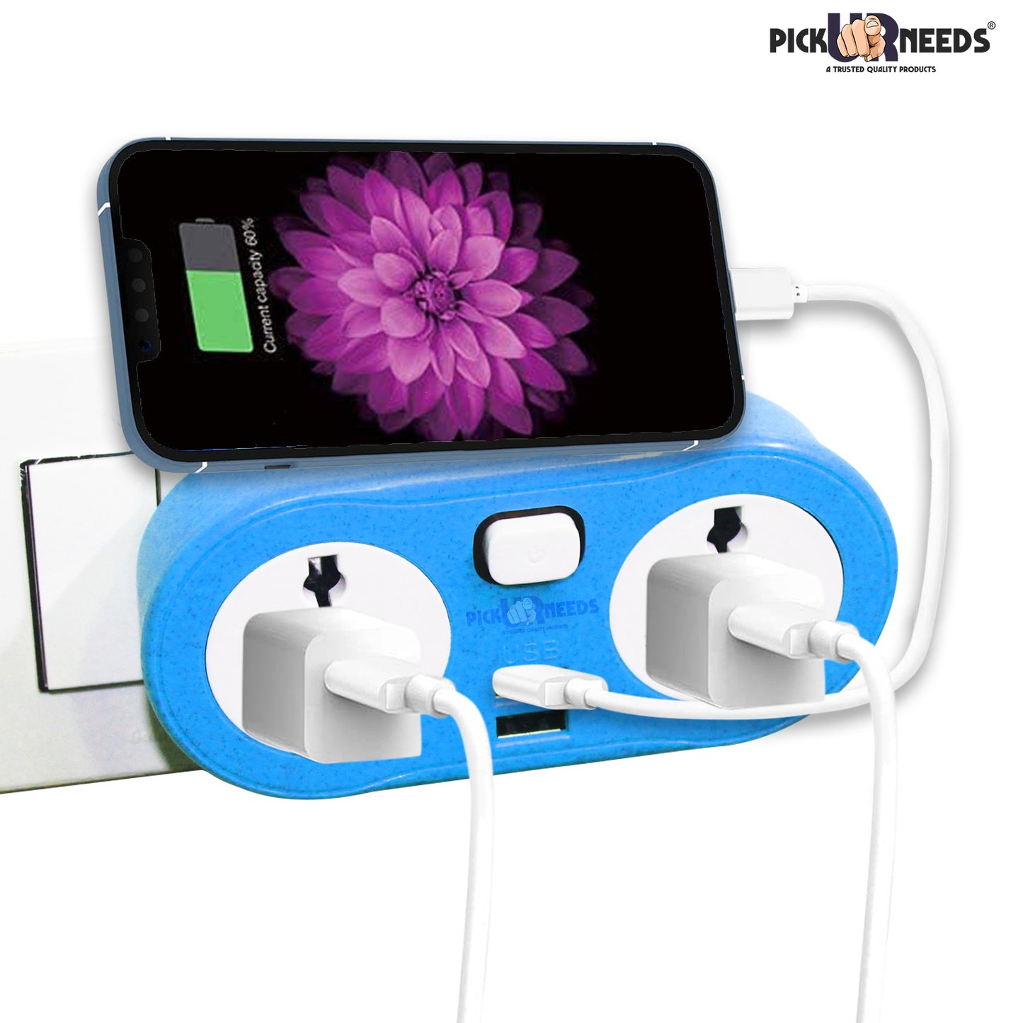 Pick Ur Needs Portable 2 USB Port & 2 USB Universal Socket Extension Boards for Multipurpose Use