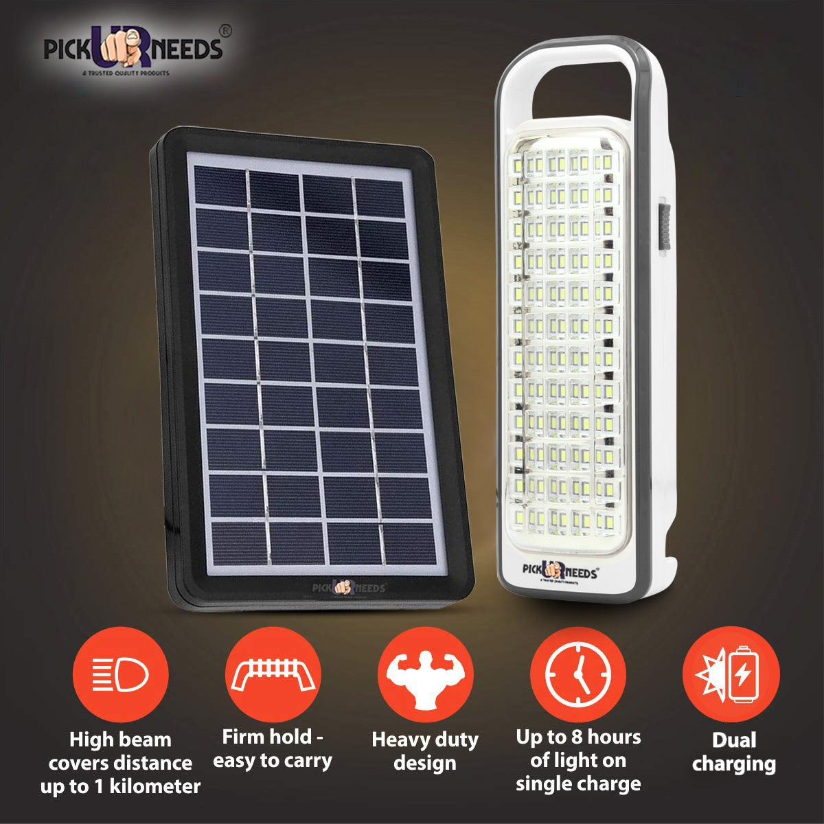 Pick Ur Needs Portable & Solar Rechargeable Lantern Home Emergency Light Built-in 60-LED Bulbs with Solar Panel(3W+9V)