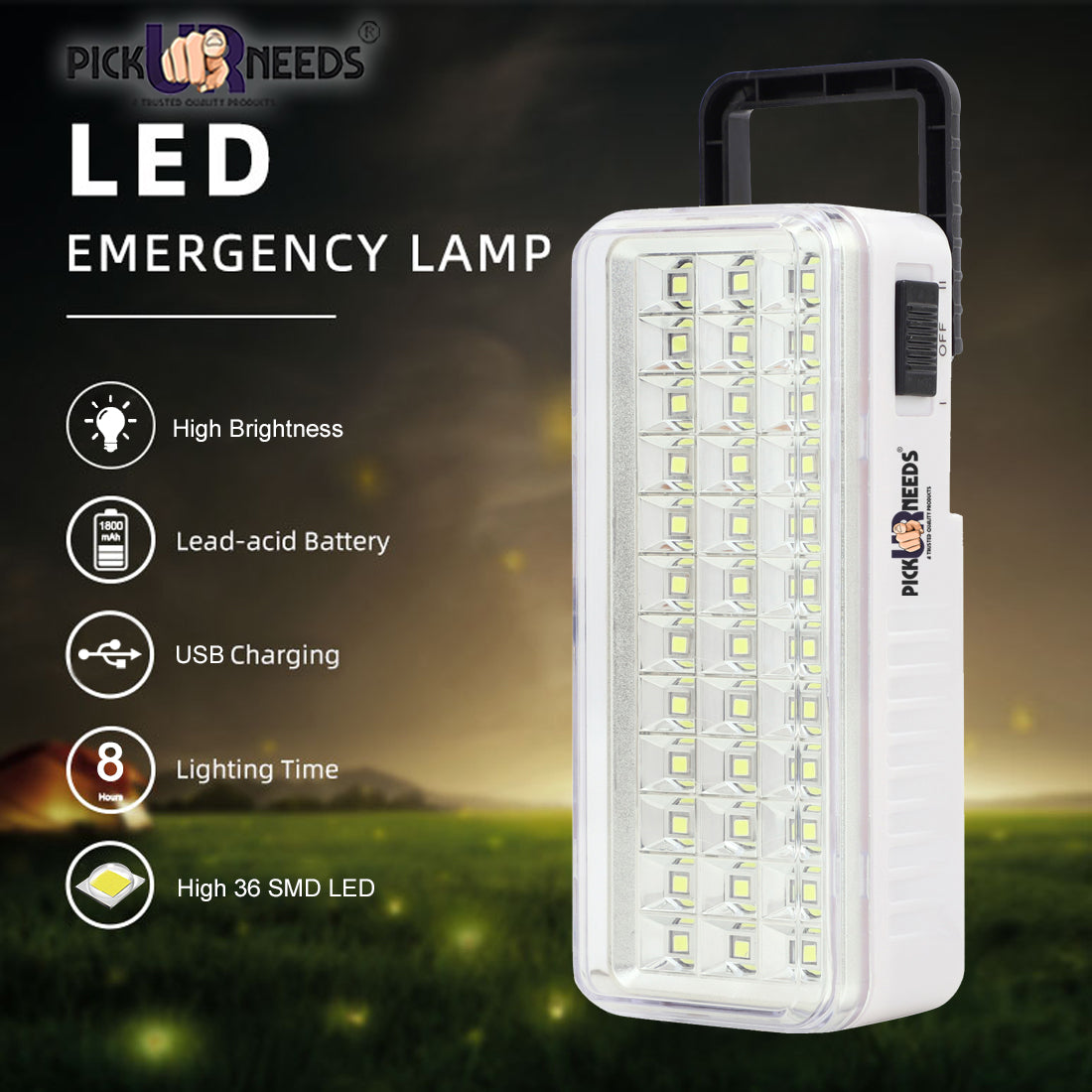 Pick Ur Needs Solar High-Bright 36 LED With Rechargeable Emergency Floor Lantern Lamp Light