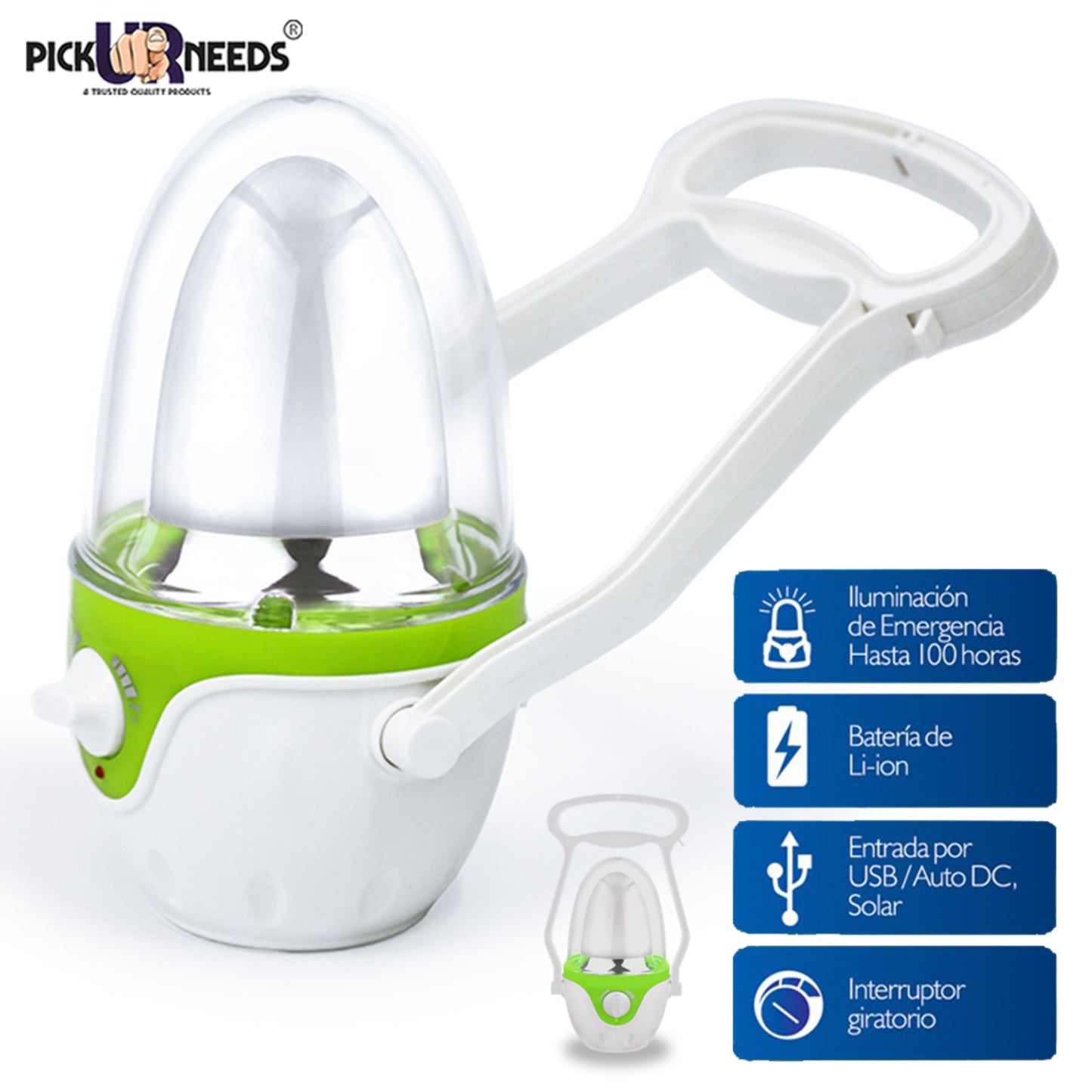 Pick Ur Needs Home Emergency Rechargeable LED Lantern Lamp Light With Solar Panel 12 hrs Lantern Emergency Light (With Solar)