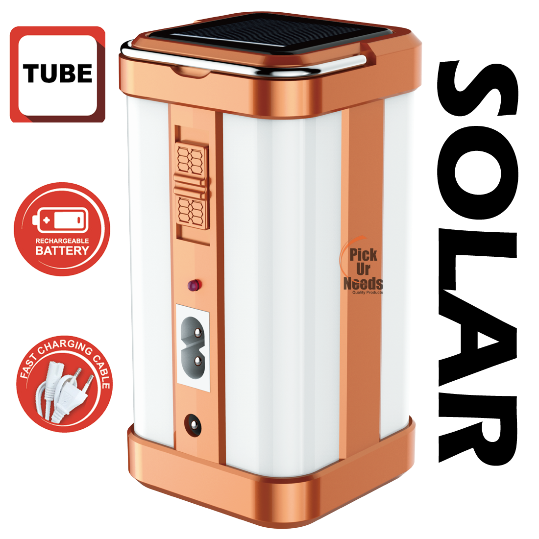 Pick Ur Needs Solar Rechargeable Home Emergency Floor Lantern Lamp Light 4 Side Tube