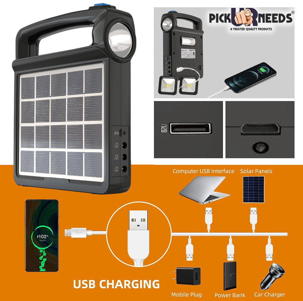 Pick Ur Needs Portable Solar Panel Generator System USB Port with Flashlight Outdoor Emergency Lamp Ligh