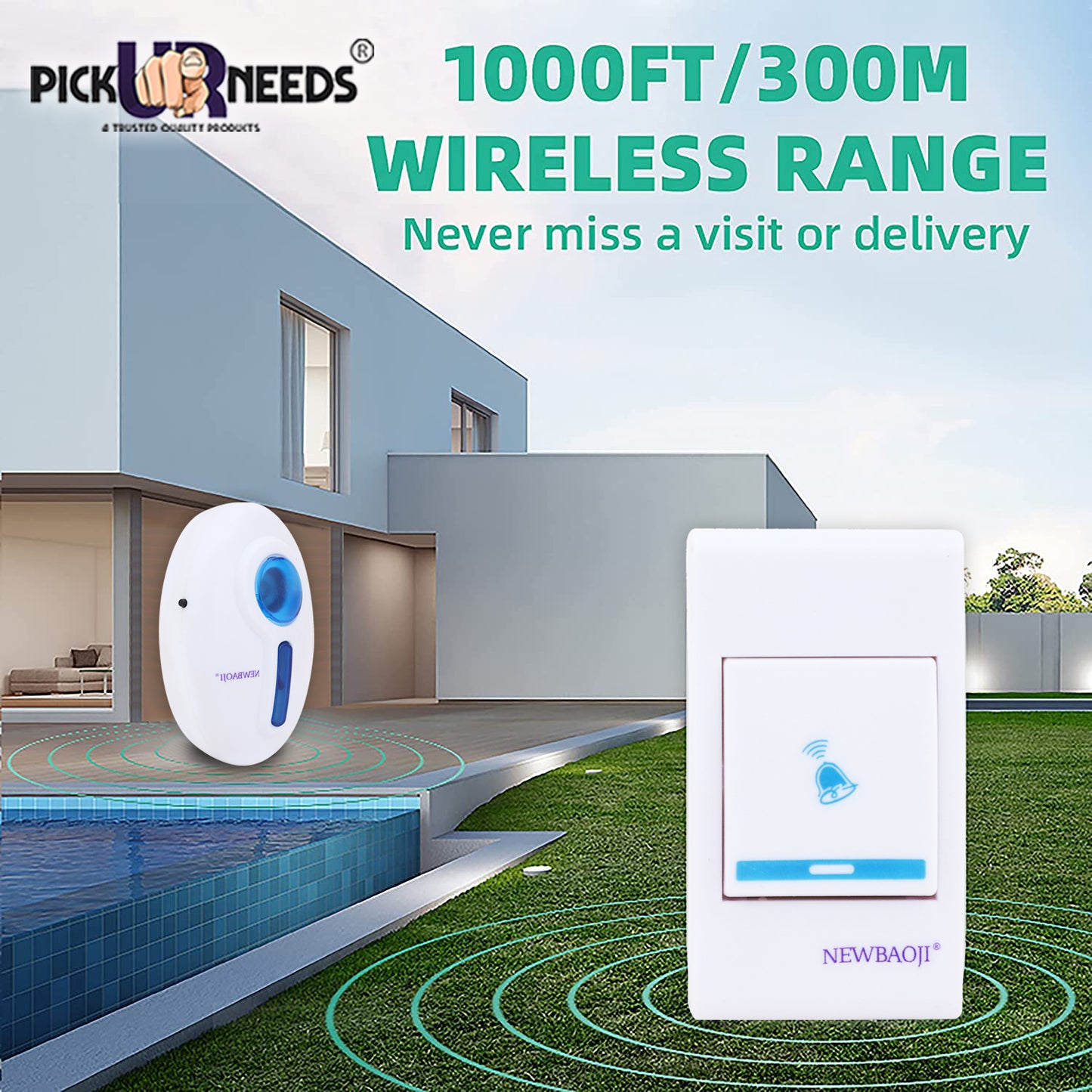 Pick Ur Needs Oval Shape Design Wireless Cordless Calling Remote Door Bell For Home/Shop/Office Wireless Door Chime