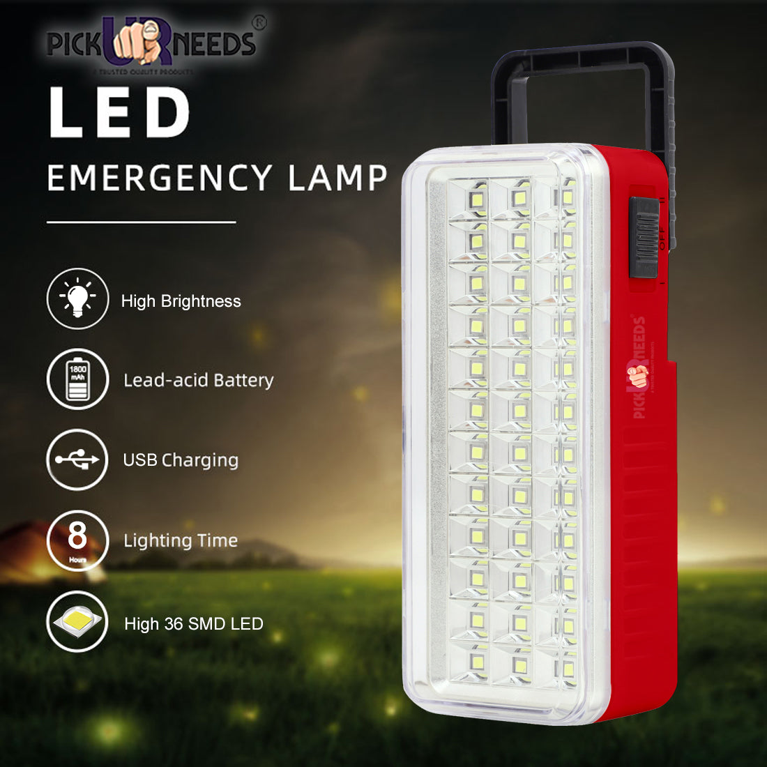 Pick Ur Needs Solar High-Bright 36 LED With Rechargeable Emergency Floor Lantern Lamp Light