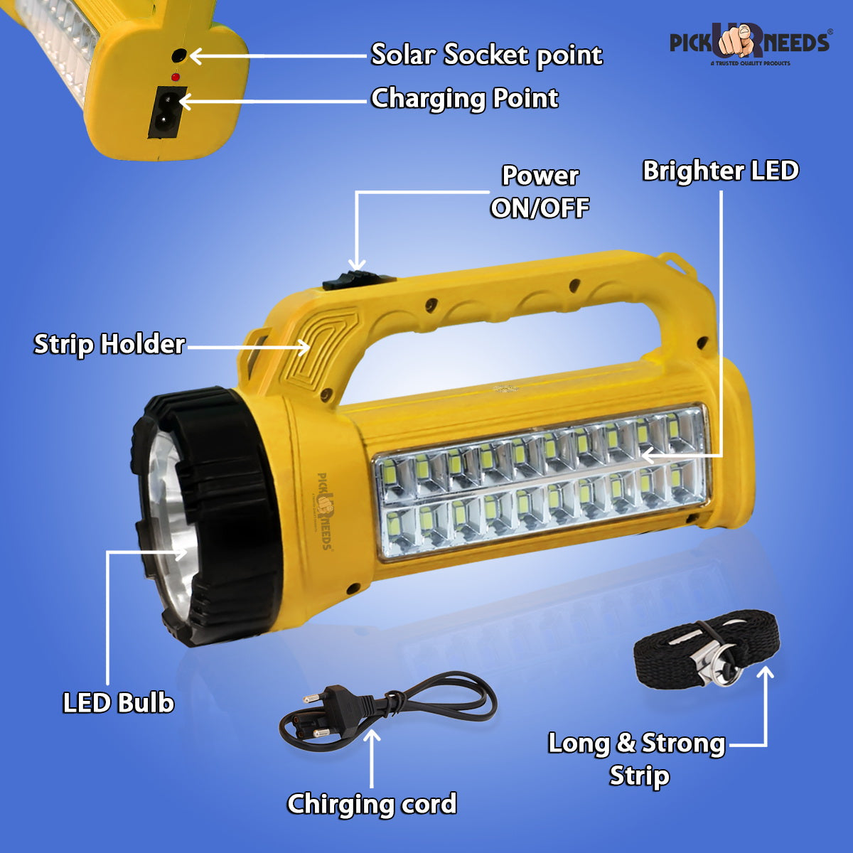 Rechargeable LED Long range Search Light with Waterproof 6 Hrs Emergency Torch Light