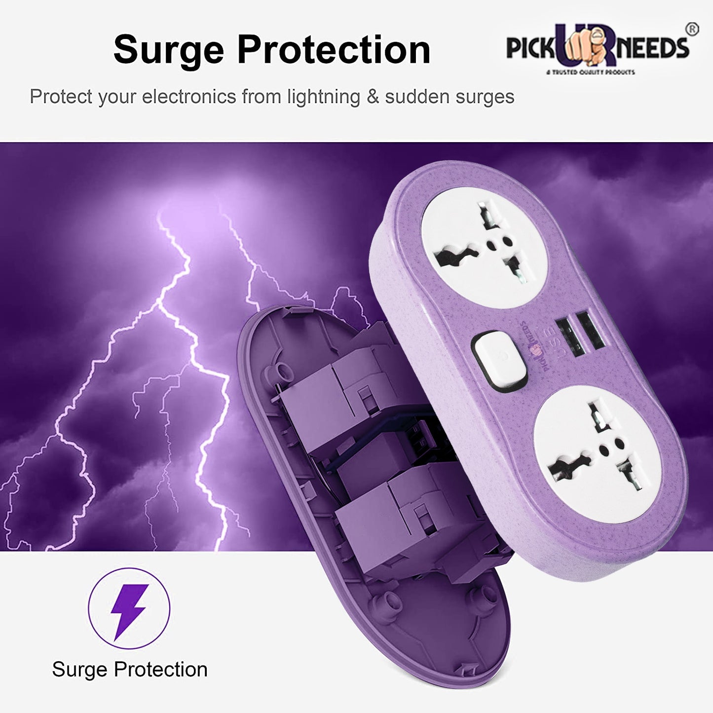 Pick Ur Needs Portable 2 USB Port & 2 USB Universal Socket Extension Boards for Multipurpose Use