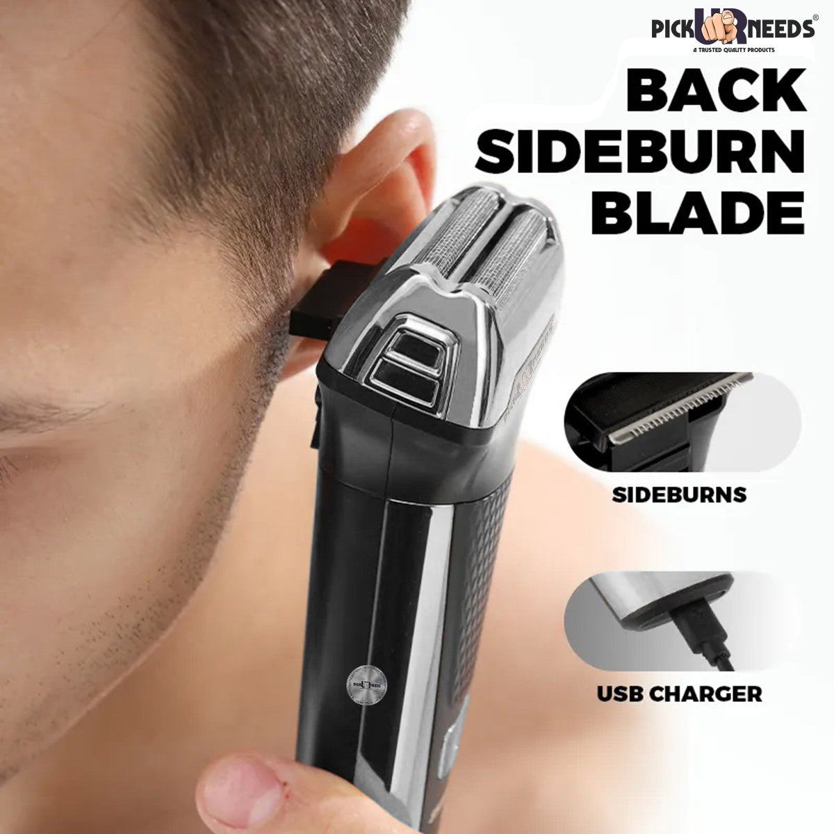 Pick Ur Needs Professional Rechargeable Cordless 3 in1 Waterproof Beard/ Hair/ Nose Trimmer 90 min Runtime 3 Length Settings  (Gold)