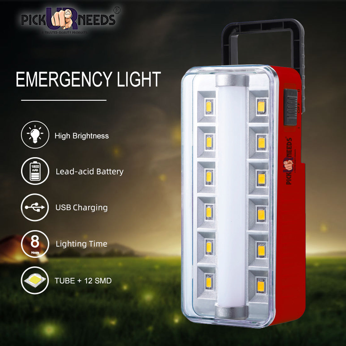 Pick Ur Needs Rechargeable Emergency 12 SMD Powerful Floor LED Lantern Lamp Light