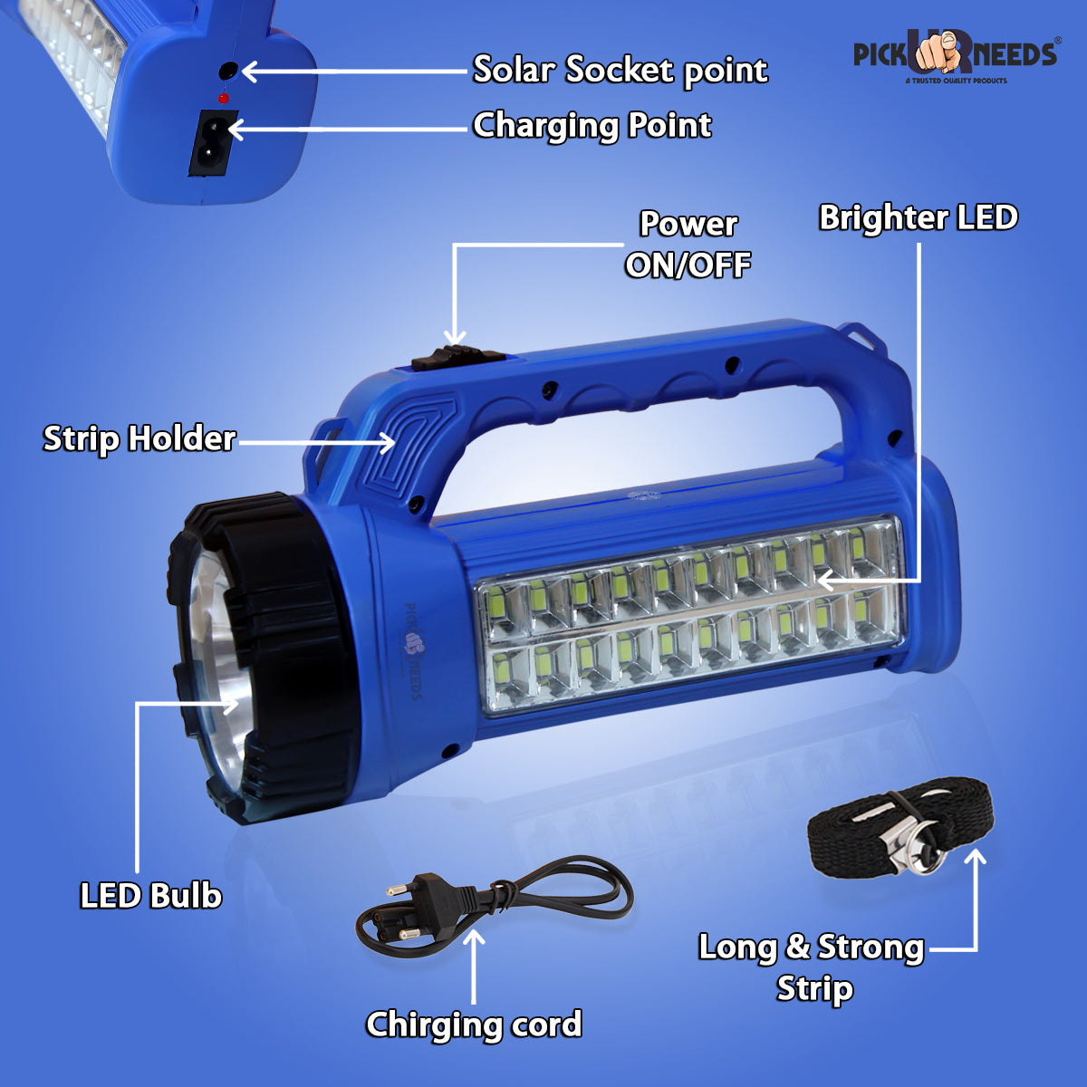 Rechargeable LED Long range Search Light with Waterproof 6 Hrs Emergency Torch Light