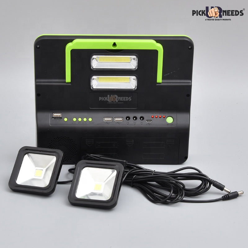Pick Ur Needs Rechargeable Emergency Solar Lighting System with Radio & BT Music Function