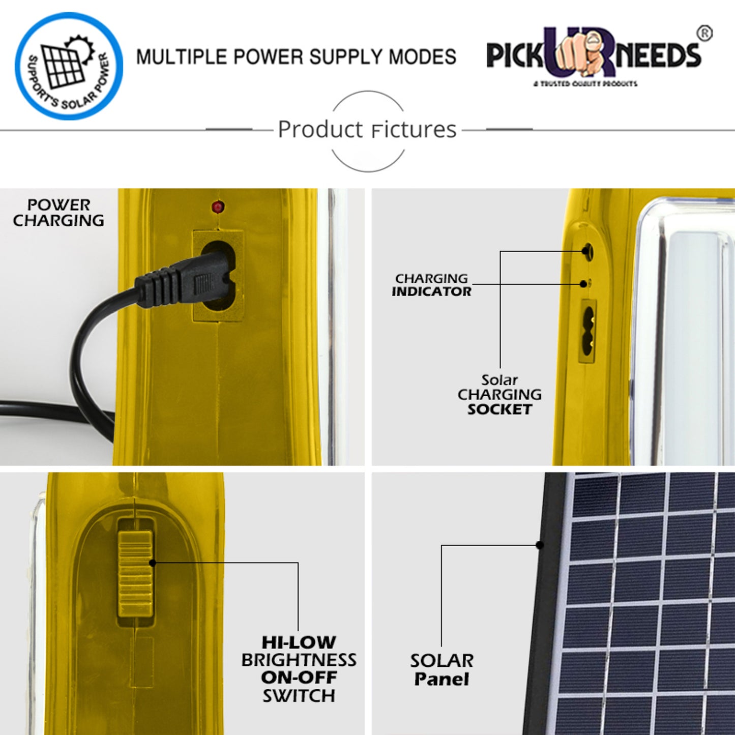 Pick Ur Needs Rechargeable 2 Tube LED Lantern Lamp Home Emergency Light with Eco Friendly Solar Panel