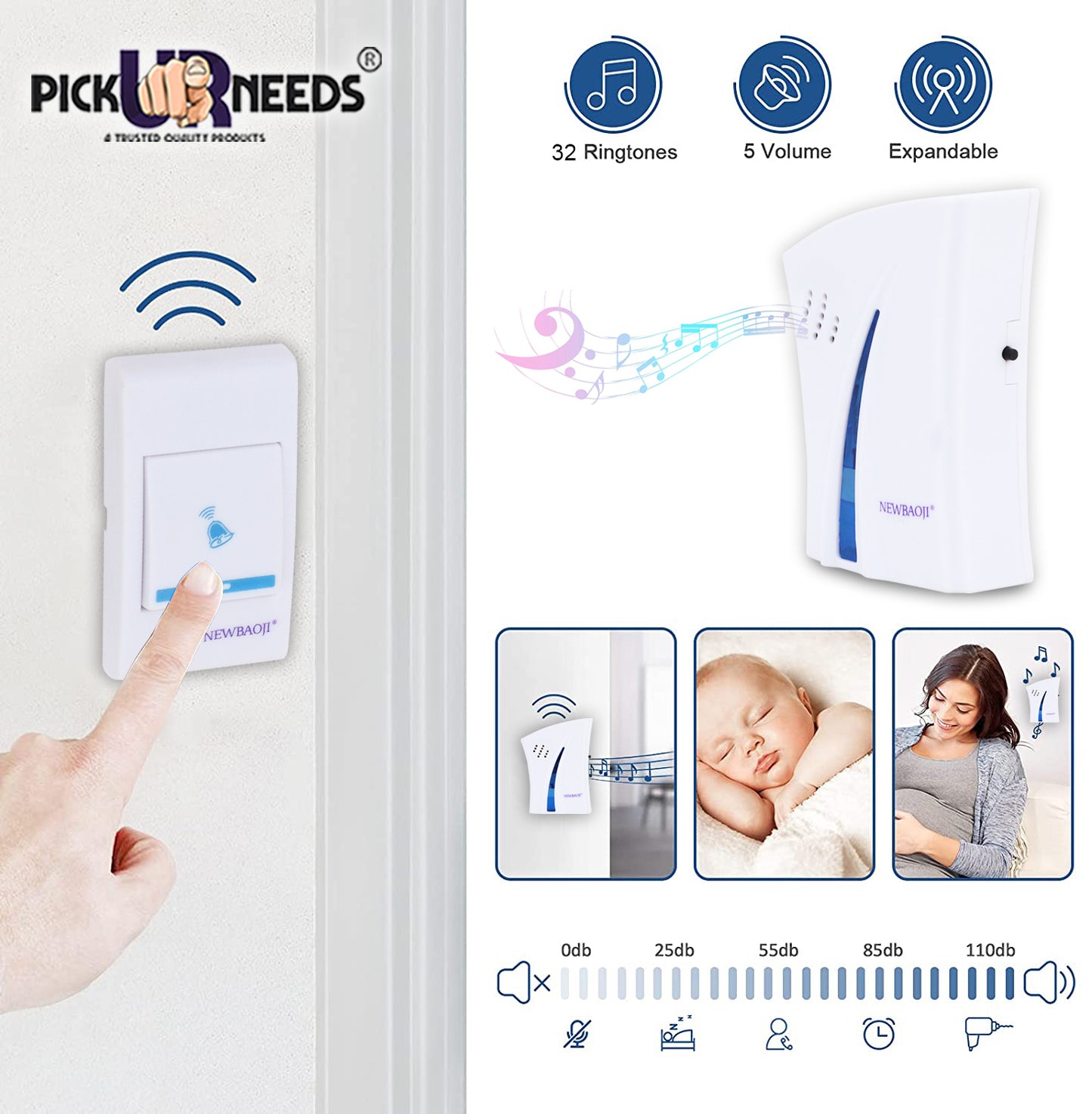 Pick Ur Needs Star Shape Wireless Cordless Door Bell for Home Shop Office Wireless Door Chime