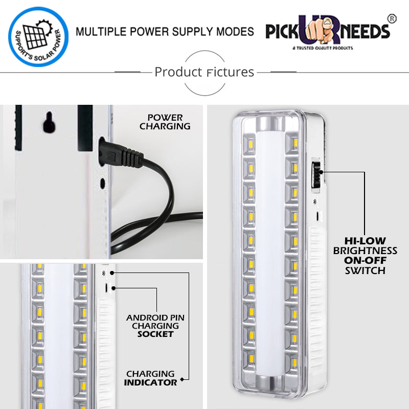 Pick Ur Needs Emergency Rechargeable Dual Mode LED Tube+ 20 SMD Floor Lantern Lamp Light With 7 hrs Flood Lamp Emergency Light