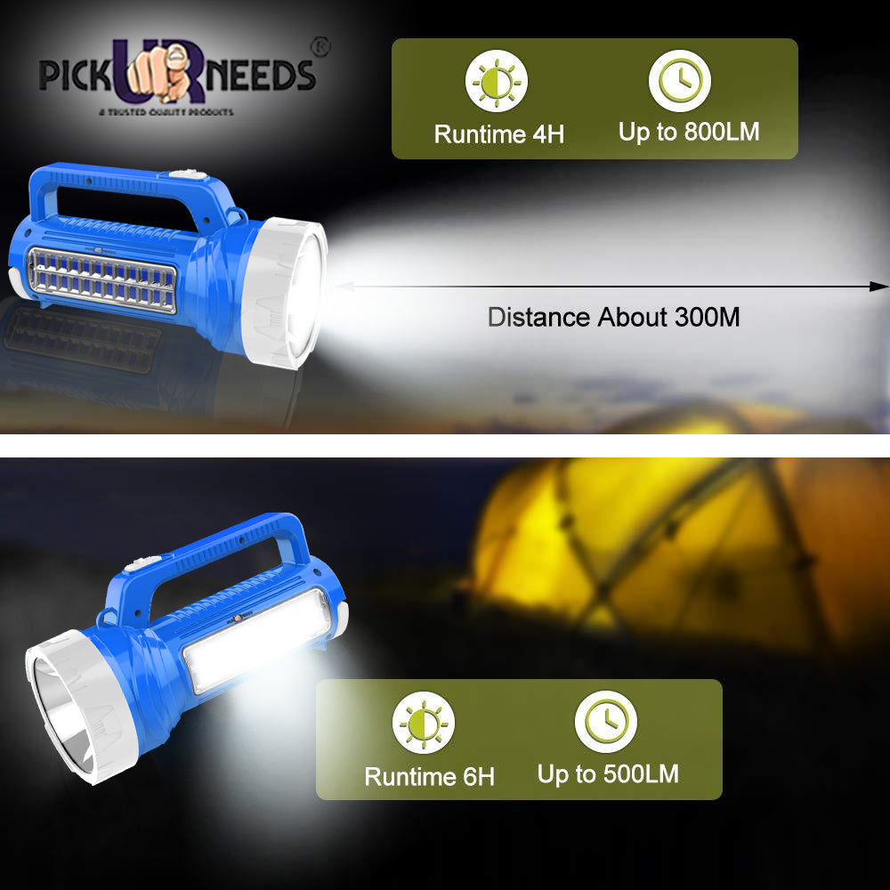 Pick Ur Needs 3 in 1 Long Range Search LED Rechargeable Torch Light With 2000mAh Battery