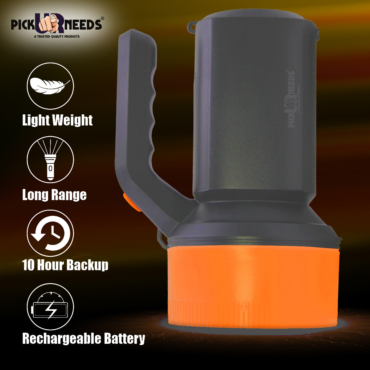 Pick Ur Needs Rechargeable Long Range Light 100W Searchlight with Multi-Functional + Blinker Handheld Torch