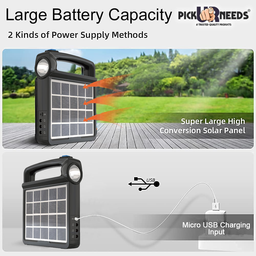 Pick Ur Needs Portable Solar Panel Generator System USB Port with Flashlight Outdoor Emergency Lamp Ligh