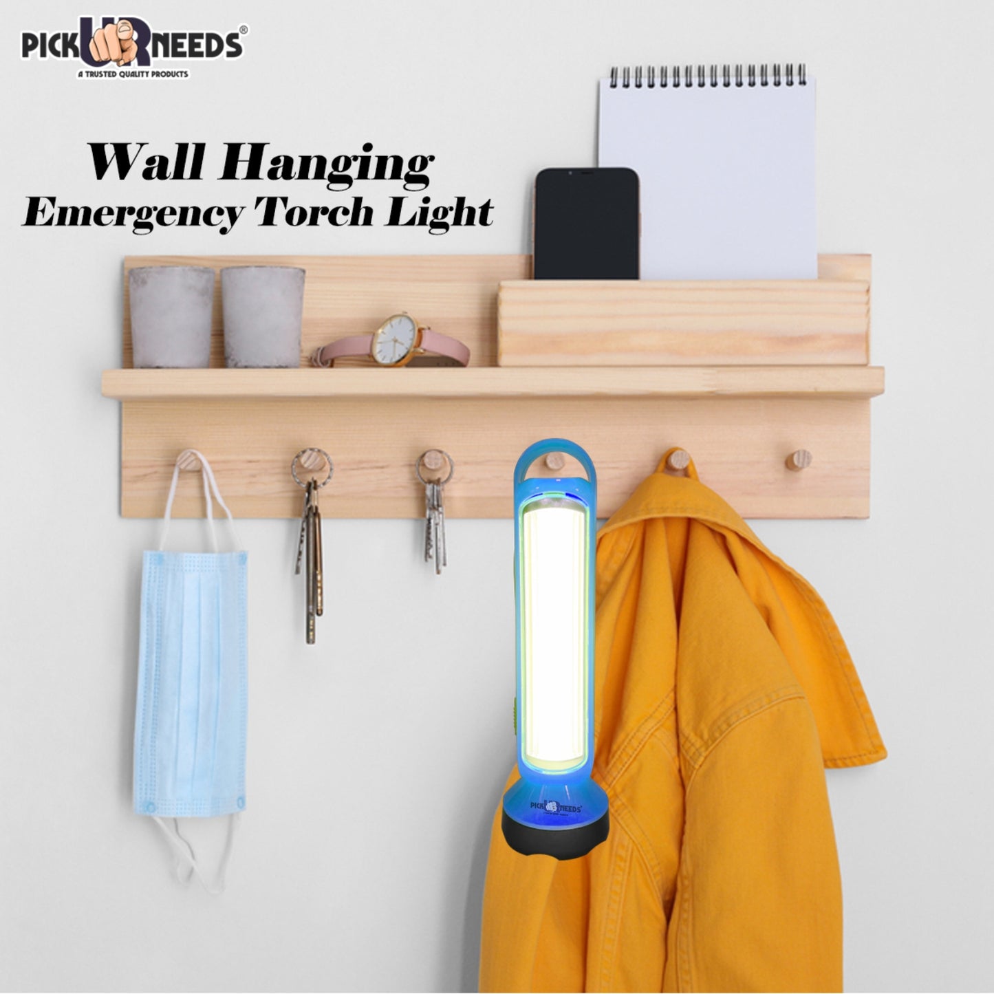 Pick Ur Needs Long Range LED Rechargeable Torch Lantern 5W +18 Bright SMD Tube 1600mAH Perfect Flashlight 20 hrs Torch Emergency Light  (Orange)