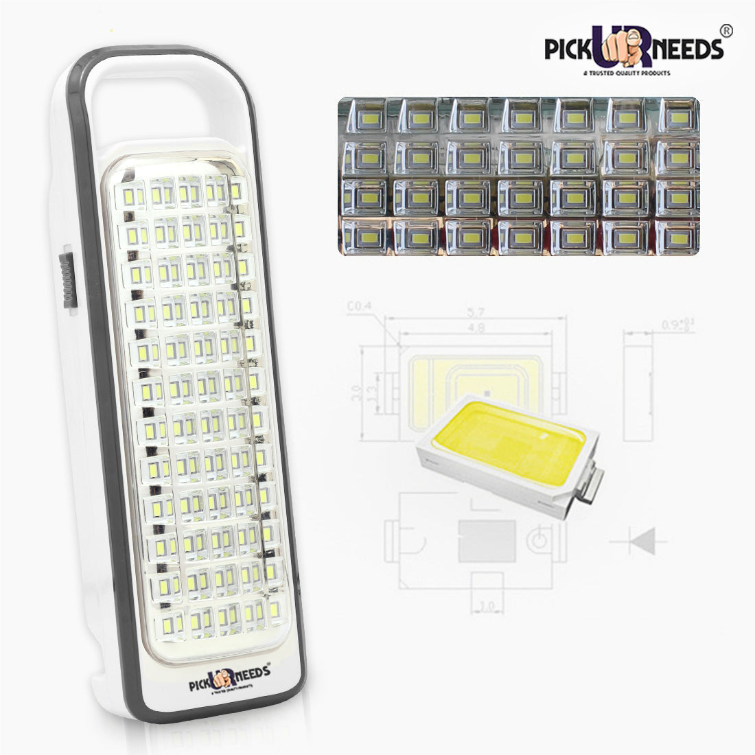Pick Ur Needs Portable & Rechargeable Lantern Home Emergency Light Built-in 60-LED Bulbs
