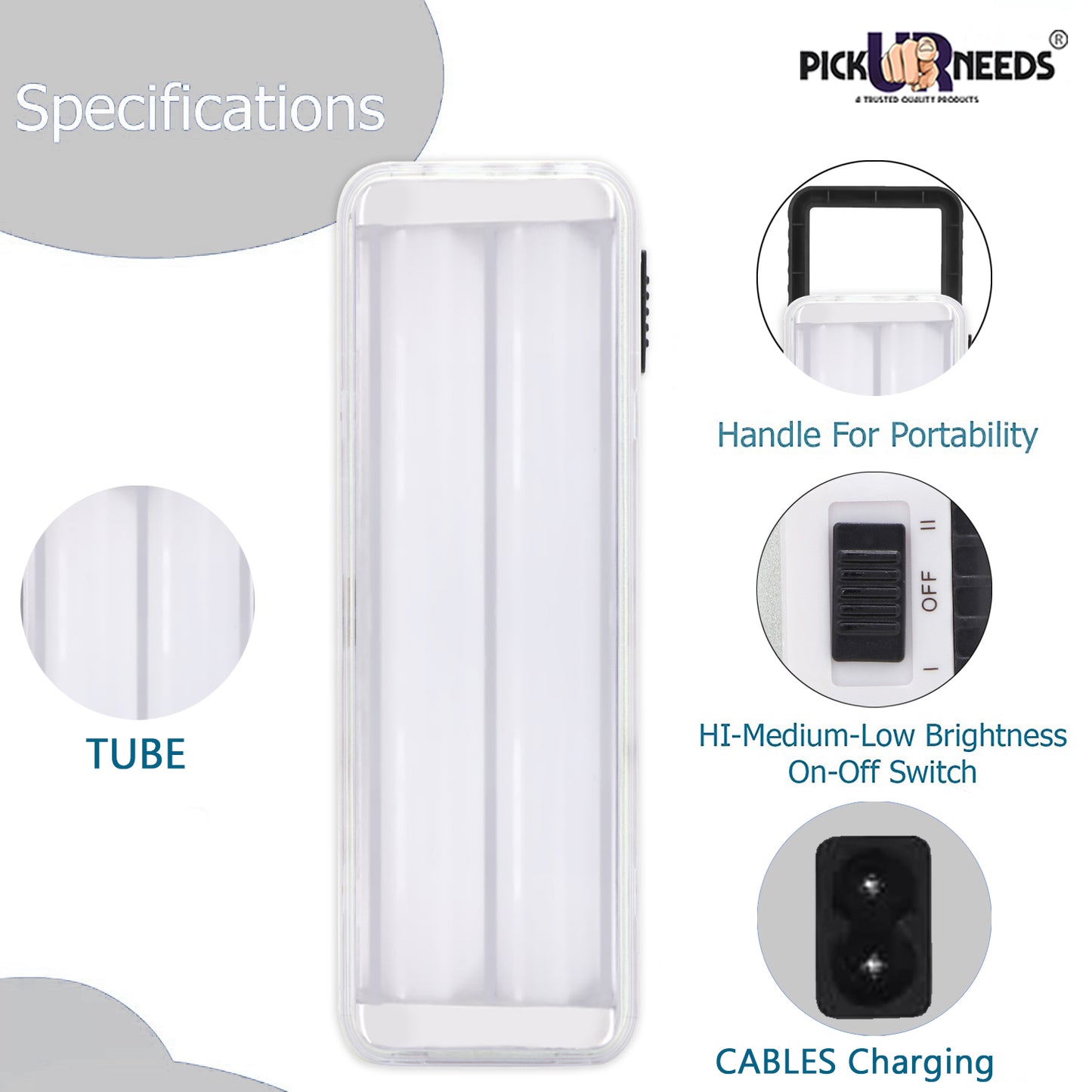 Pick Ur Needs Rechargeable High Bright 2 Tube Emergency Floor Lantern Lamp Light With 7 hrs Flood Lamp Emergency Light