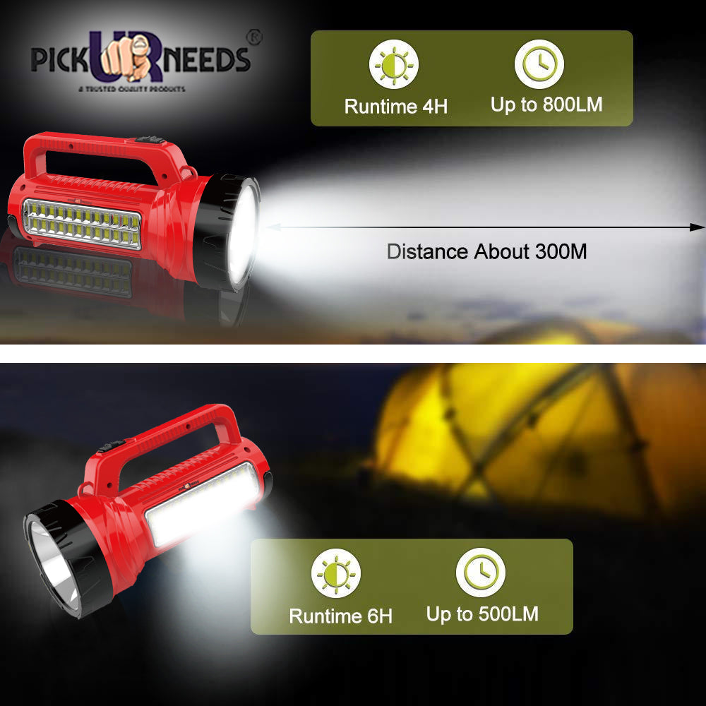 Pick Ur Needs 3 in 1 Long Range Search LED Rechargeable Torch Light With 2000mAh Battery