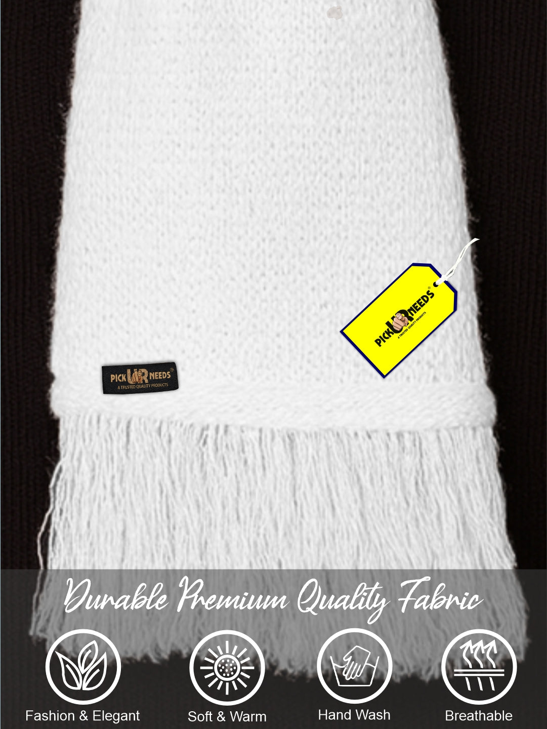 Pick Ur Needs Premium Soft Knitted Winter Muffler for Men Elegant Wool Blend Scarf with Tassel Fringe Stylish Warm Winter Wear for Casual & Formal Outfits