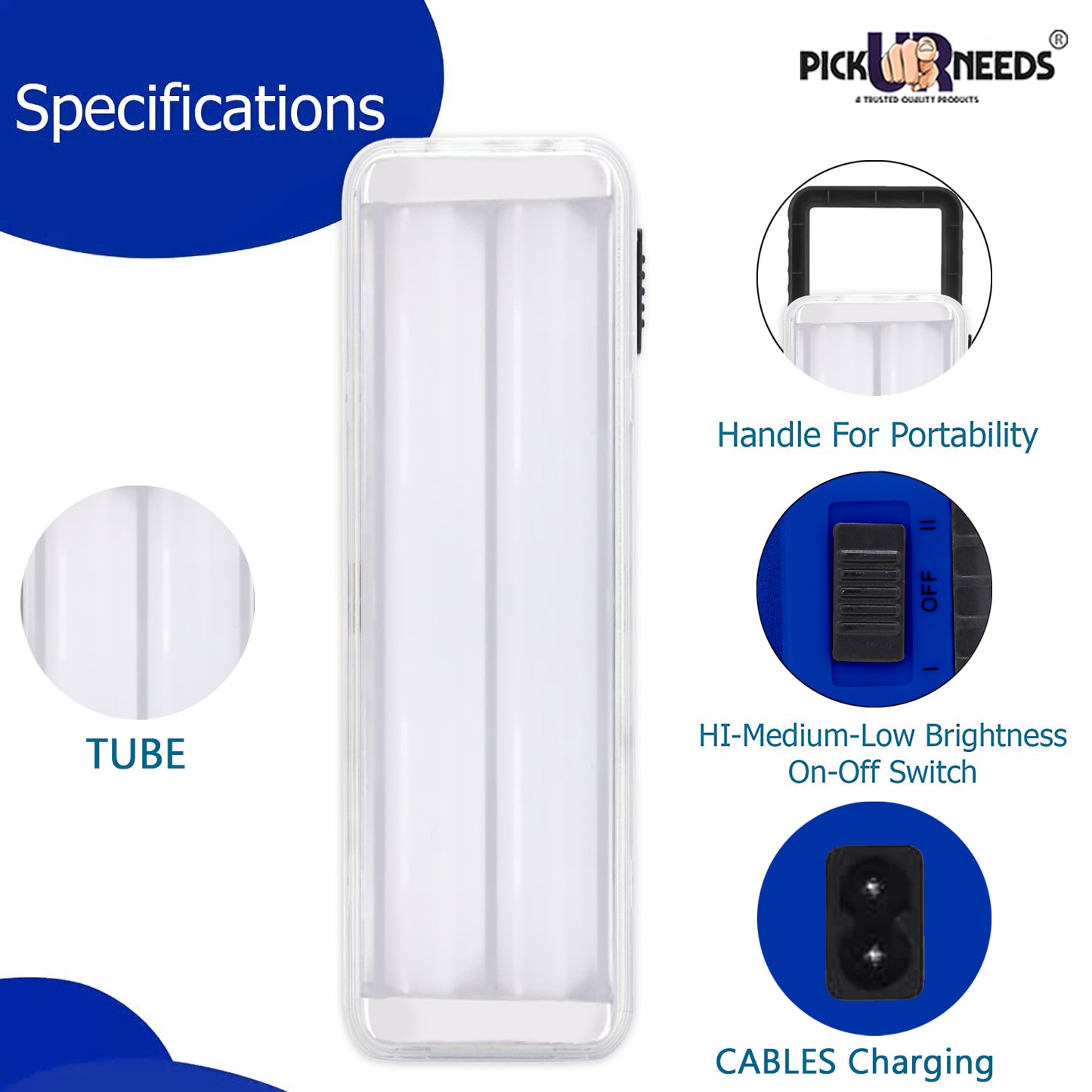 Pick Ur Needs Rechargeable High Bright 2 Tube Emergency Floor Lantern Lamp Light With 7 hrs Flood Lamp Emergency Light