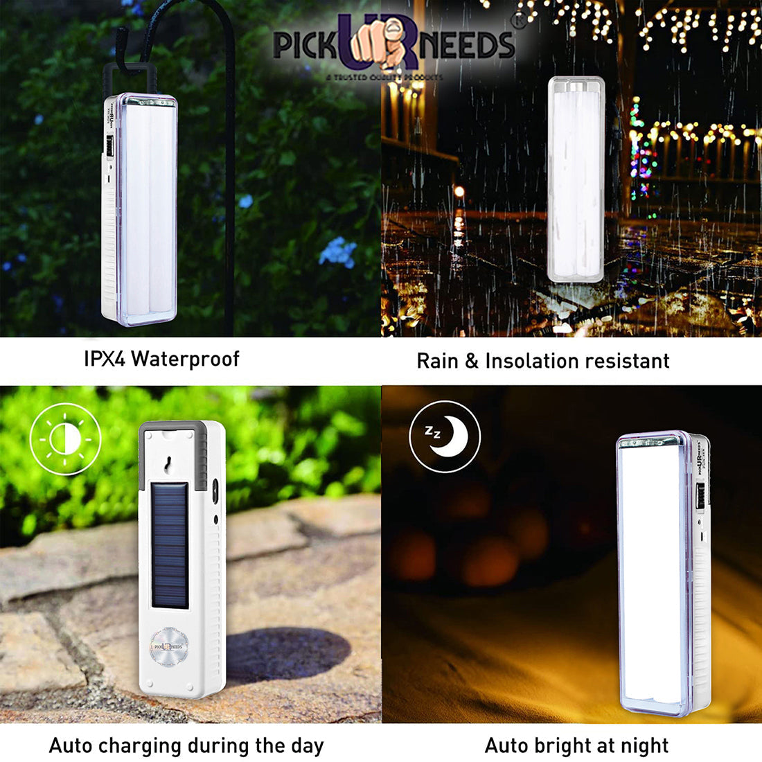 Pick Ur Needs Solar Rechargeable 2 Tube Home Emergency LED Lantern Floor Lamp LIght