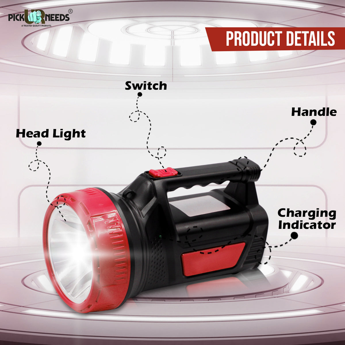 Pick Ur Needs 25 Watt LED Long Range Search Torch Light Rechargeable Handheld Torch