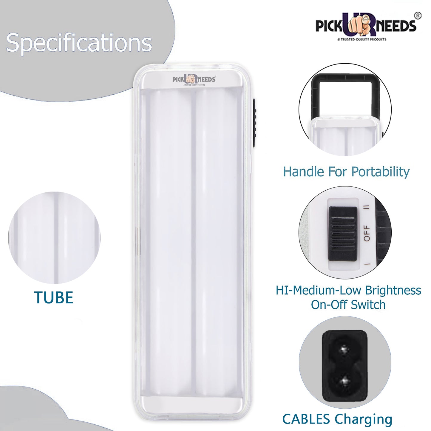 Pick Ur Needs High Quality 60 LED TUBE High-Bright Rechargeable Light With 7 hrs Emergency Light