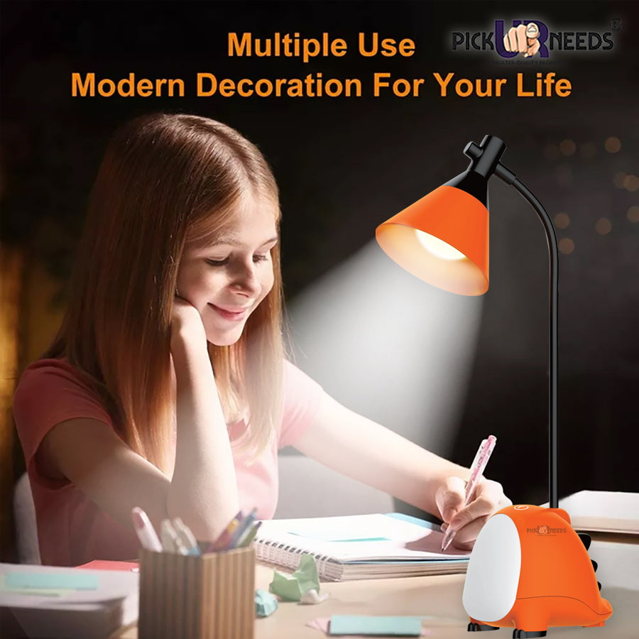 Pick Ur Needs Rechargeable LED Desk Lamp, Touch Dimmer Dinosaur Study Table Lamp with USB Charging