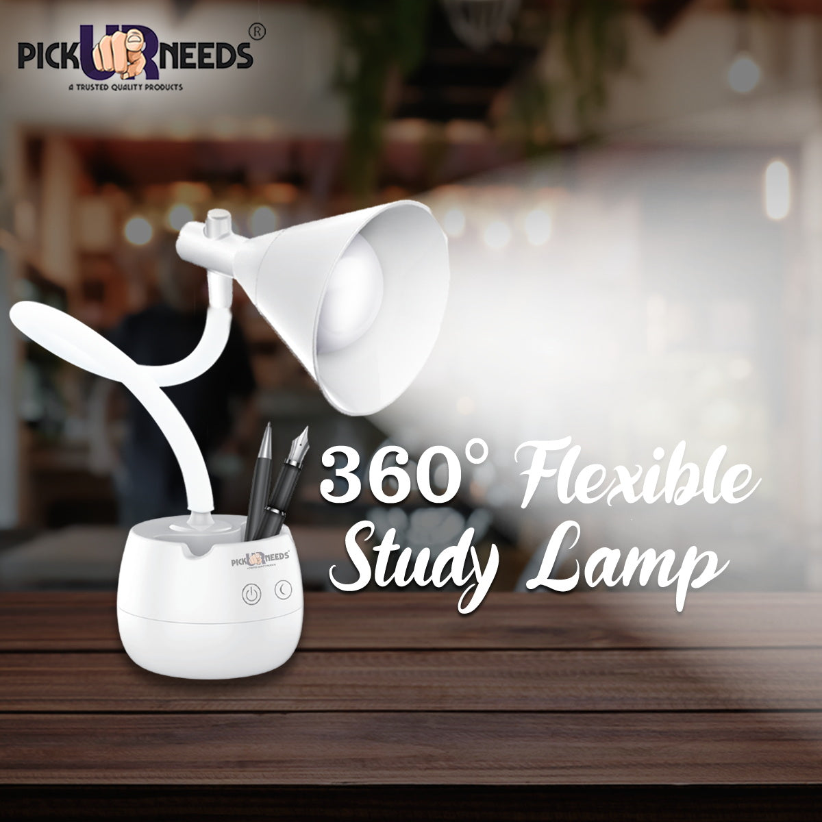 Pick Ur Needs Study Table/Desk Lamp Touch with Pen Holder Rechargeable Eye Protection Study Lamp