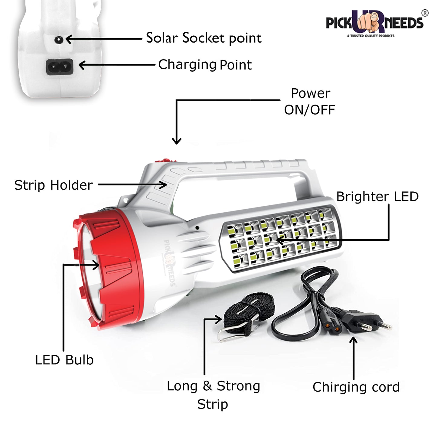 Pick Ur Needs Long Range Search Light 30w Laser +21SMD Side Long Range Emergency Rechargeable Waterproof Bright Led Torch Light