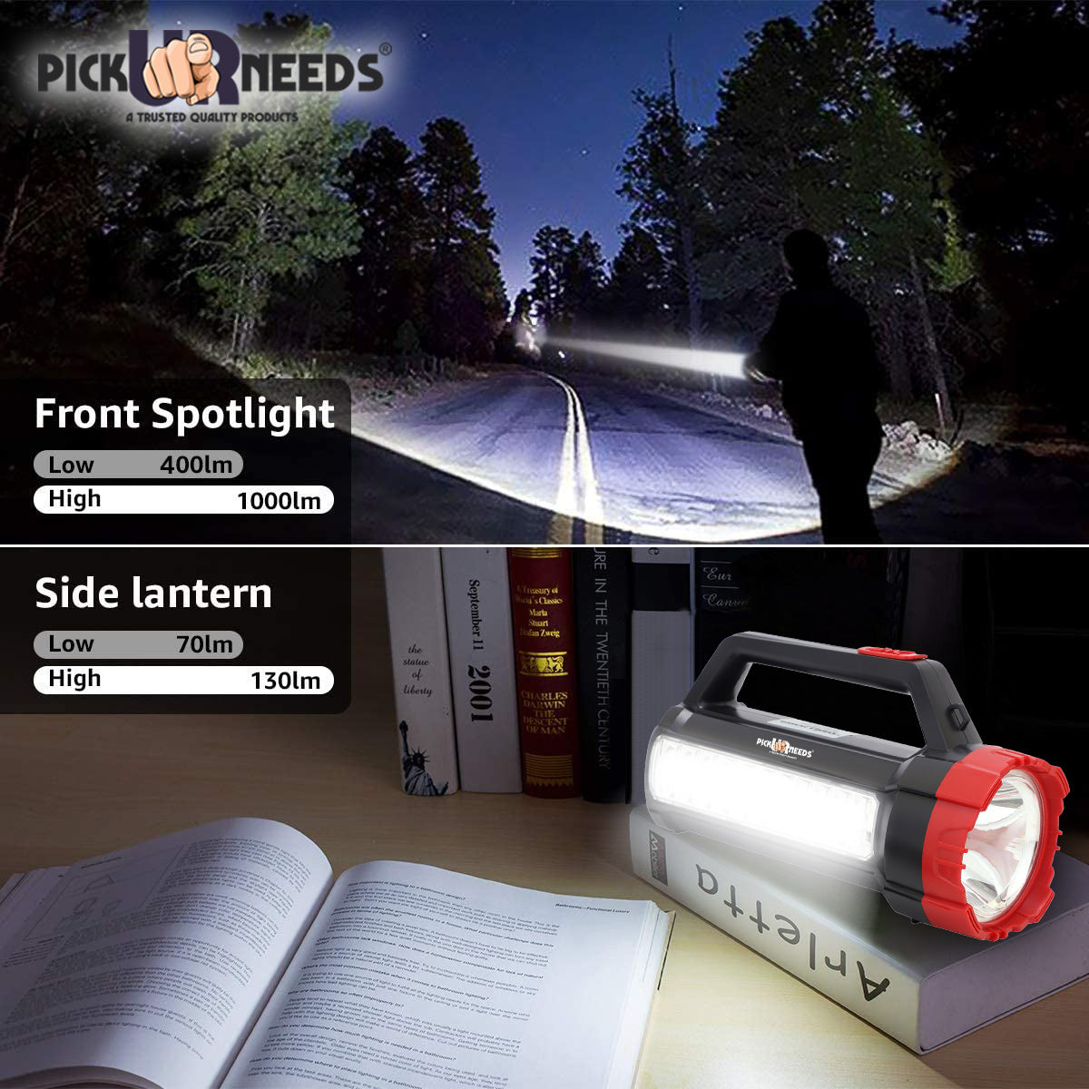 Pick Ur Needs Rechargeable 75W+22SMD Emergency LED Long Range Waterproof Torch Light With 5 hrs Torch Emergency Light