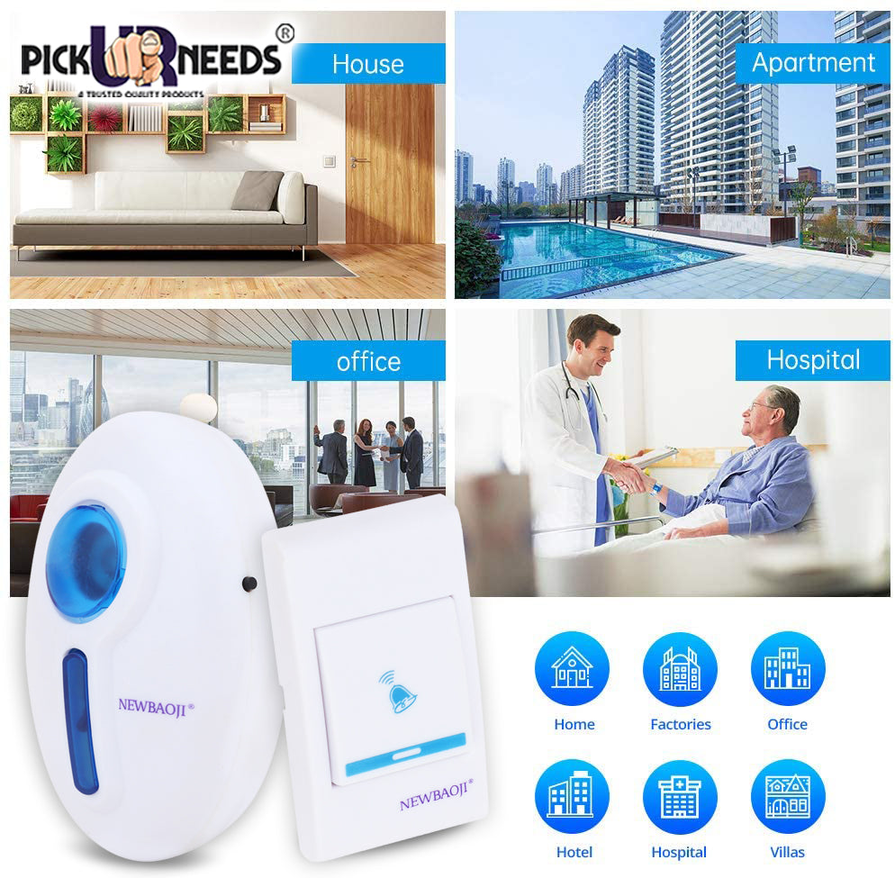 Pick Ur Needs Oval Shape Design Wireless Cordless Calling Remote Door Bell For Home/Shop/Office Wireless Door Chime