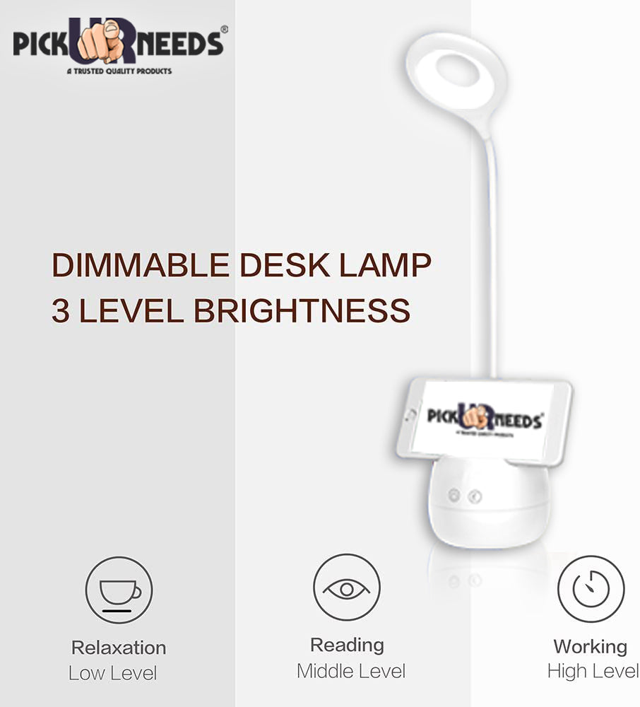 Pick Ur Needs Table Lamp with USB Charging Cable Touch Control Flexible Head with Pen Stand Desk